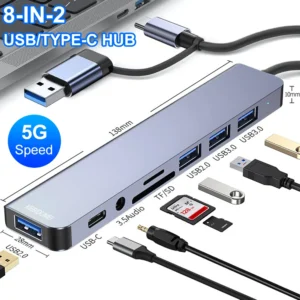 Concentrador de red USB 3,0 para ordenador portátil y Macbook, estación de acoplamiento, transmisión de alta velocidad, adaptador OTG, divisor de TYPE-C, 5Gbps